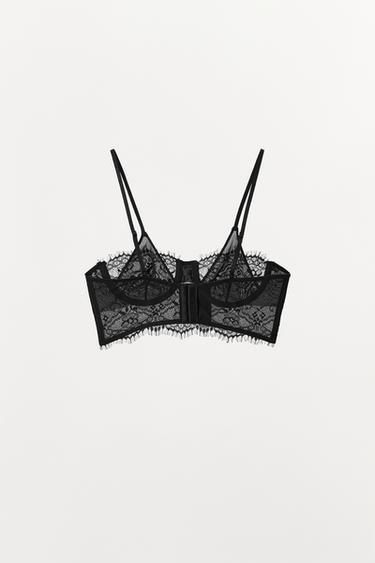 LACE UNDERWIRE BRA - Black by Zara - Image 4