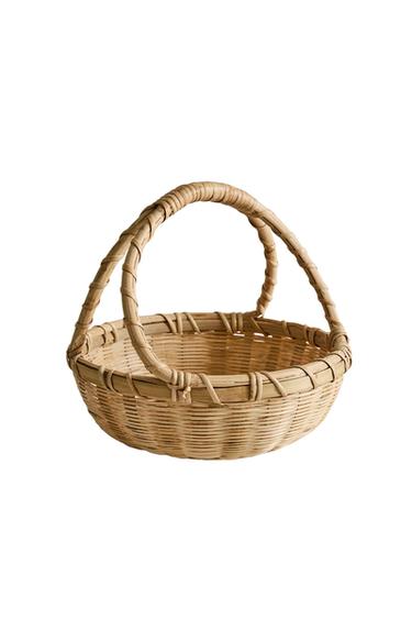 DOUBLE HANDLE BAMBOO BASKET - Light beige by Zara