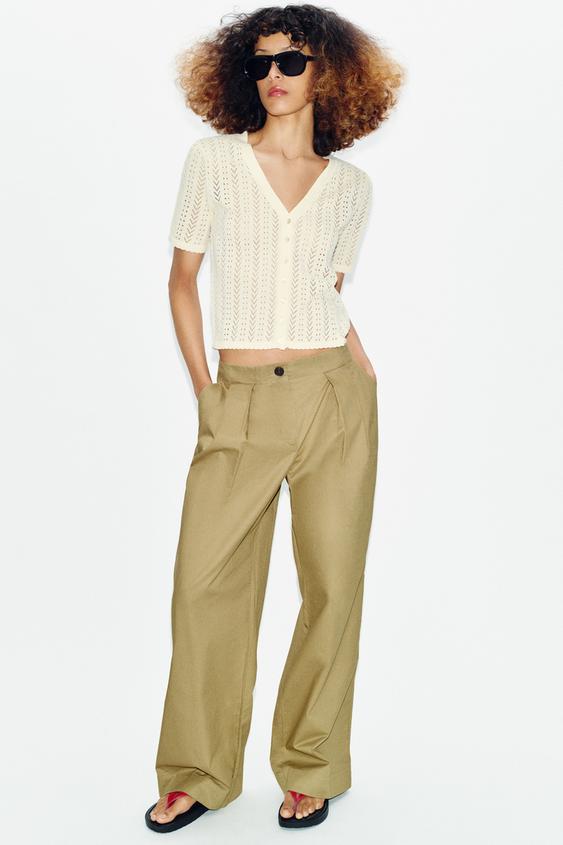 SHORT SLEEVE POINTELLE KNIT CARDIGAN from Zara - $39.90