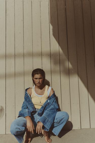 BLUSÃO CURTO Z1975 EM DENIM - Azul-médio da Zara