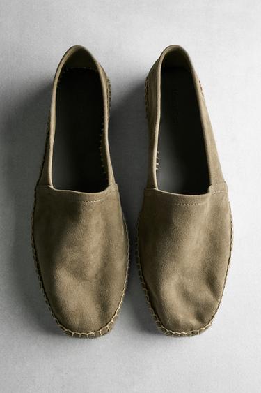 Zara Leather espadrilles - Khaki Green - Image 0