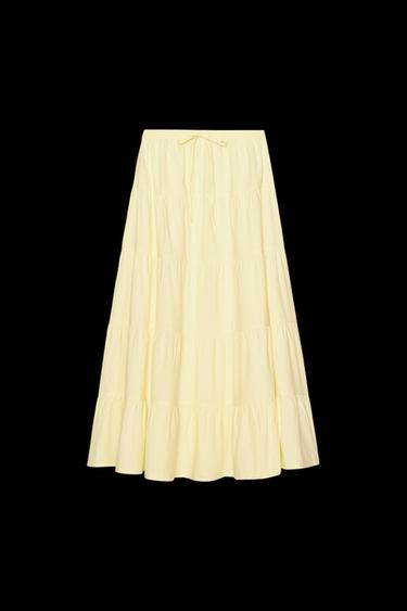 Zara TIERED MAXI SKIRT - Light yellow - Image 0