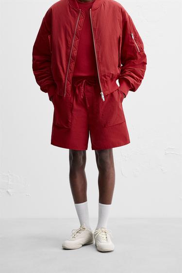 TECHNICAL BERMUDA SHORTS - LIMITED EDITION - Red by Zara