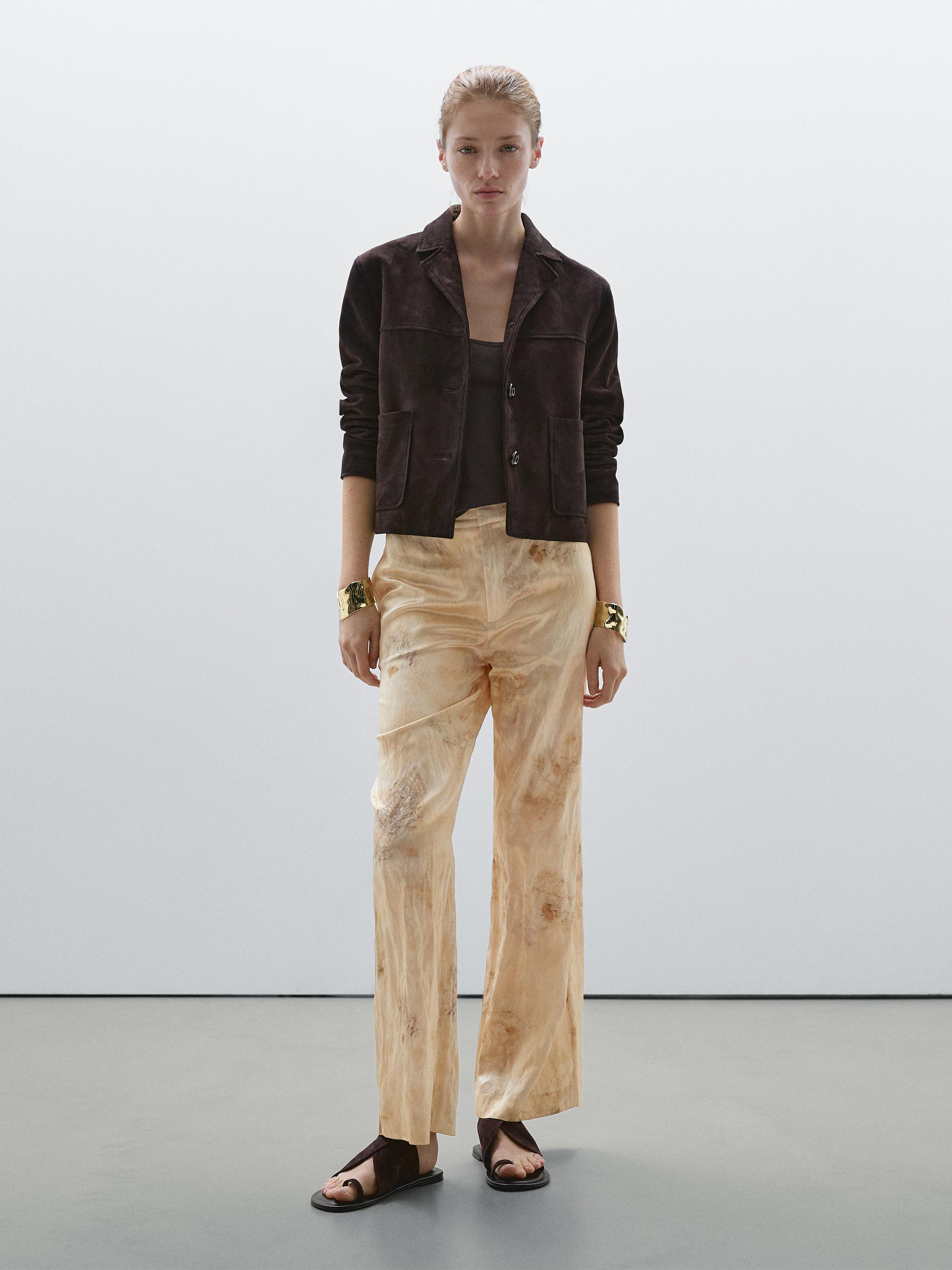 Pantalon droit fluide métallisé