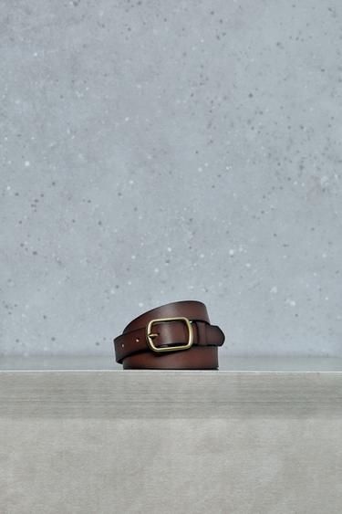LEATHER-EFFECT BELT - Brown by Zara