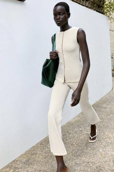 SLIM FIT POCKET TROUSERS - Ecru by Zara