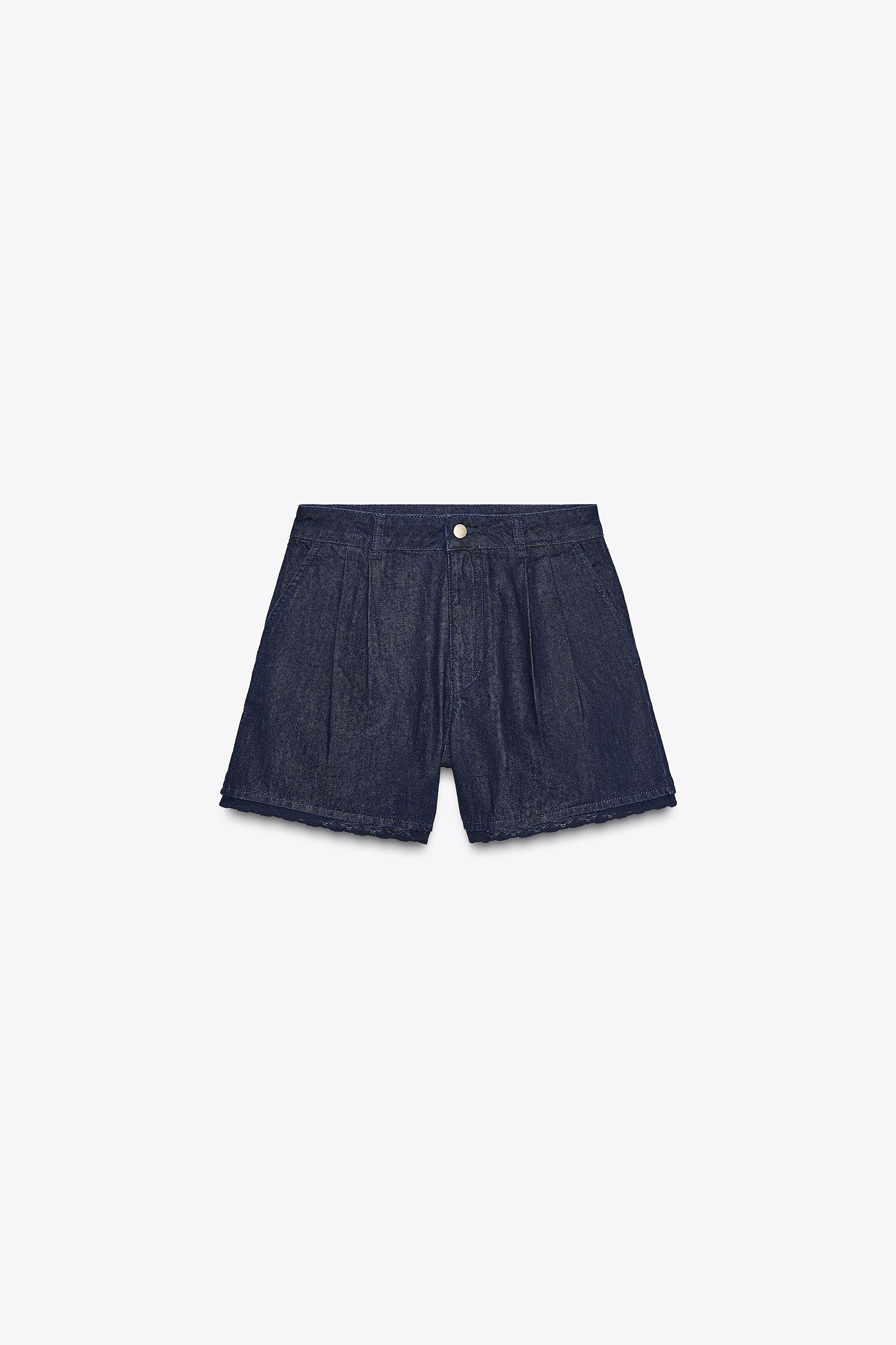 1975 LACE DENIM BERMUDA SHORTS - Blue | ZARA United States