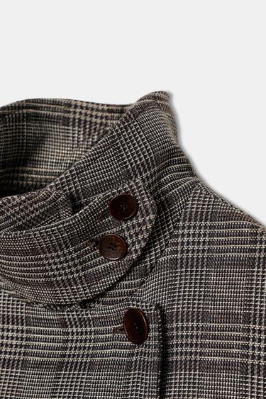 CHECKED DOUBLE-BREASTED JACKET - Brown / Ecru by Zara - Image 9