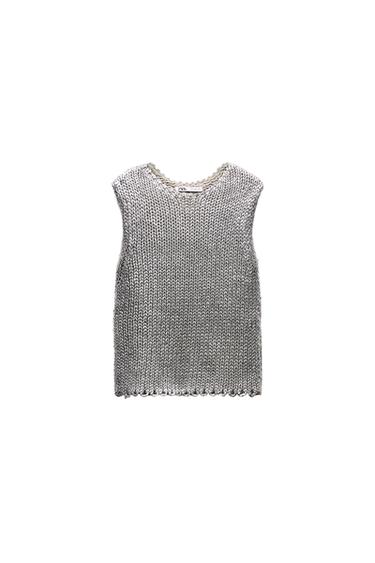 METALLIC KNIT VEST