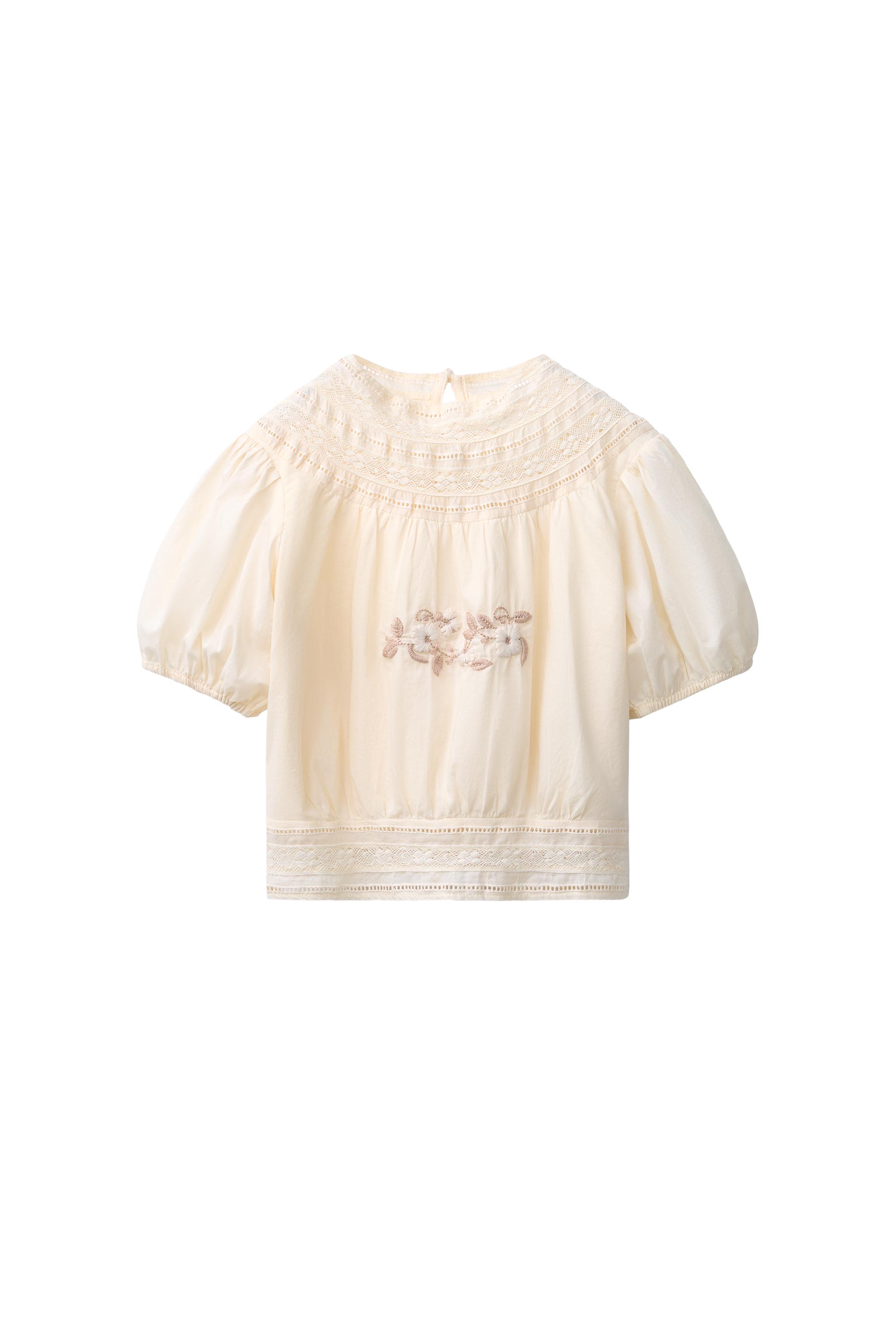 刺繍入りブラウス - エクリュ | ZARA Japan / 日本