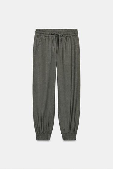 JOGGING TROUSERS WITH ELASTICATED CUFFS - Khaki marl by Zara