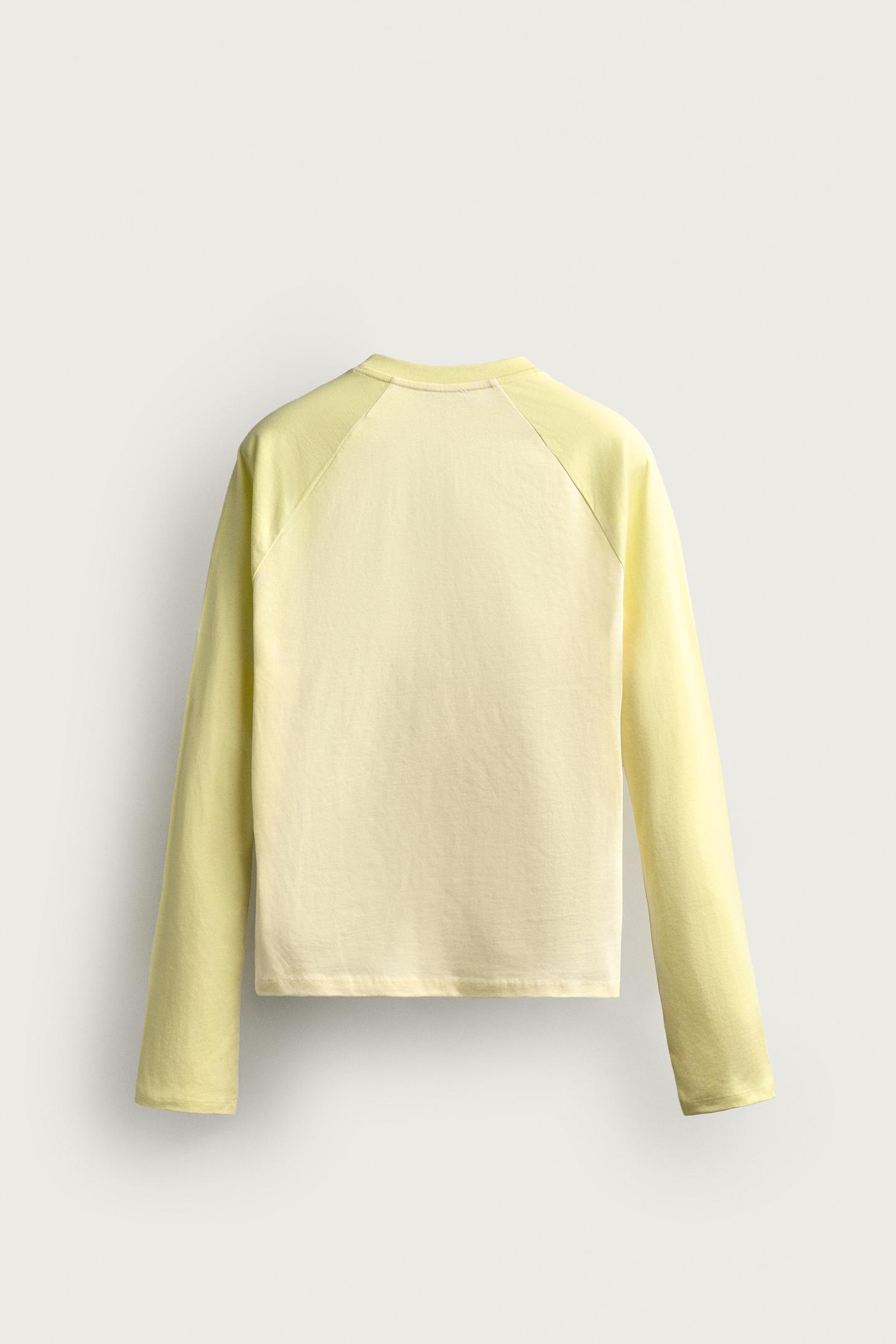 Мужская футболка Zara Relaxed Fit Raglan, цвет: Зелёный — фото 8