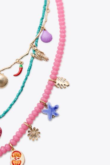 PACK OF CHARM AND BEAD NECKLACES - Multicoloured by Zara - Image 4