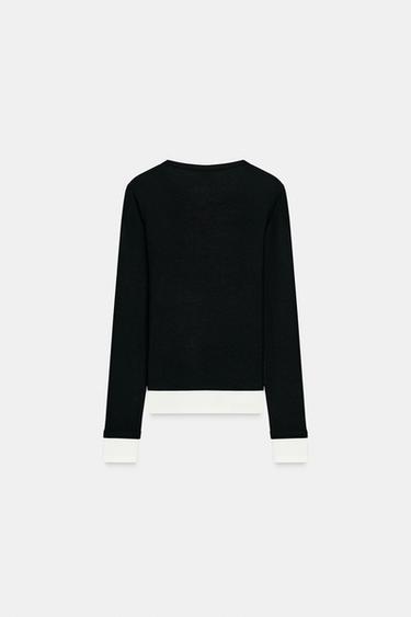 T-SHIRT DOUBLE CONTRASTE - Noir de Zara - Image 5