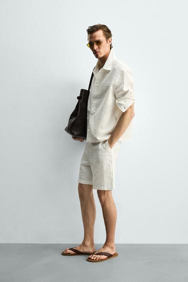 FLUID RELAXED FIT BERMUDA SHORTS - Oyster-white by Zara