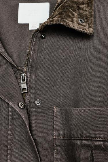 JACKE MIT CORDKRAGEN - Braun von Zara