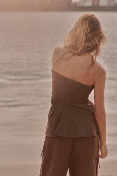 TOP FLUIDE BUSTIER - Marron chocolat de Zara - Image 4