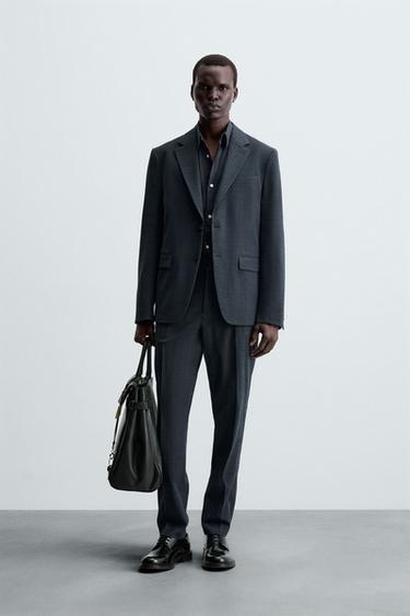 Zara 紋理西裝外套 - 藍色 / 靛青色