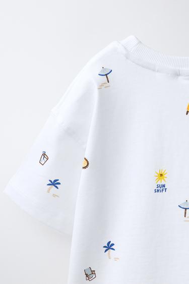 PRINTED T-SHIRT - Oyster-white by Zara - Image 3