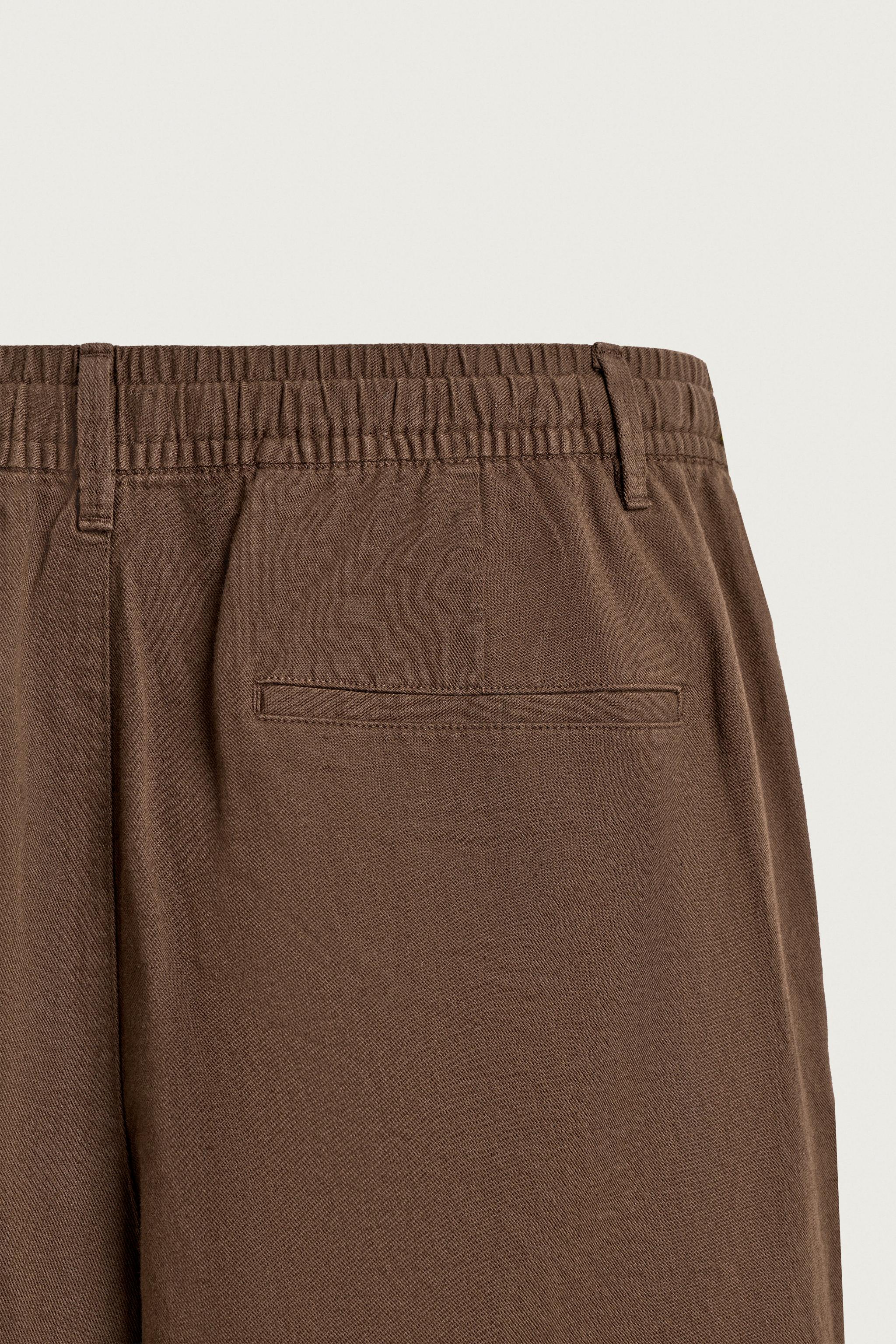 Мужские шорты Zara COTTON-LINEN RELAXED FIT SHORTS — фото 8