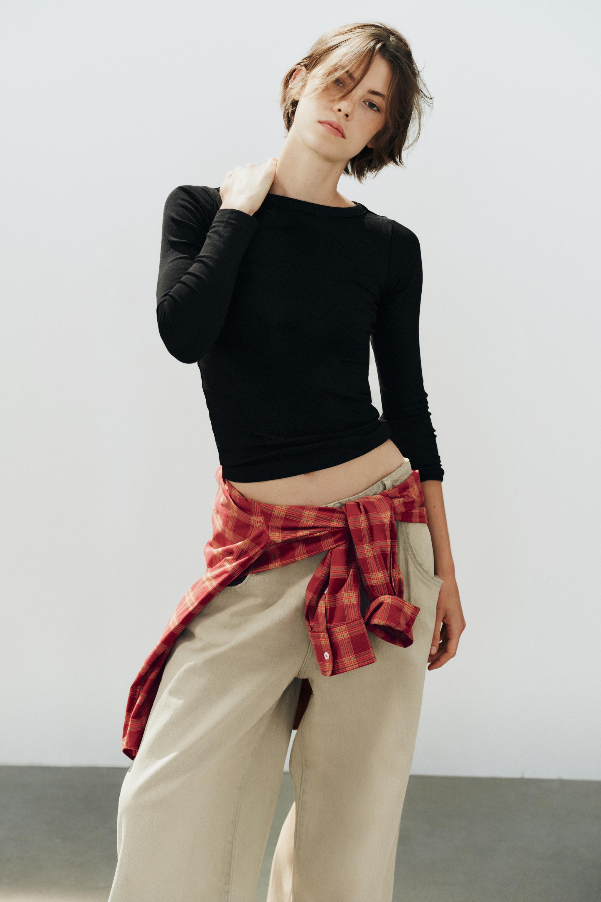Женские футболки Zara BOAT NECK T-SHIRT — фото 4
