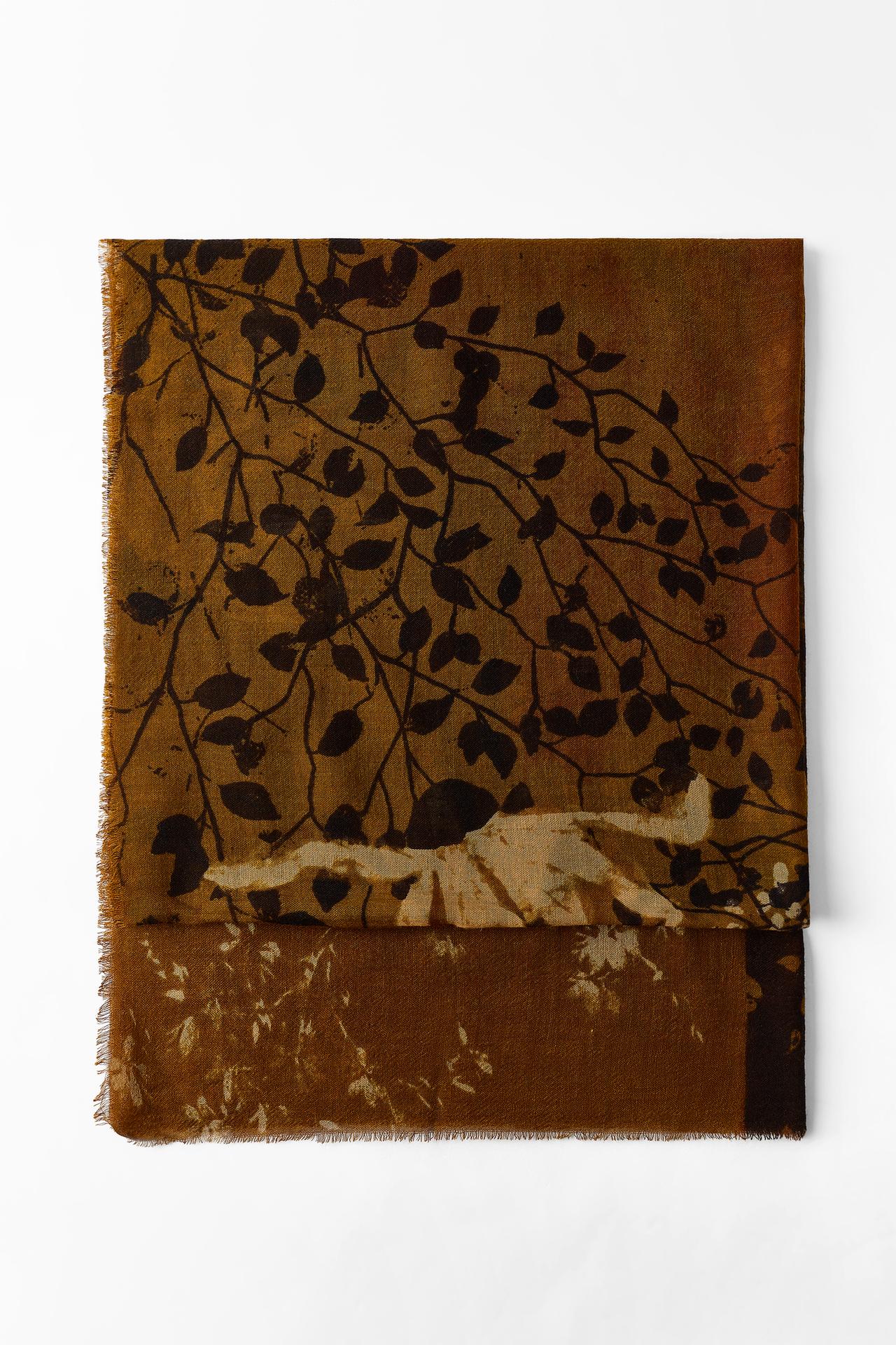 PRINTED WOOL BLEND SCARF — Earth