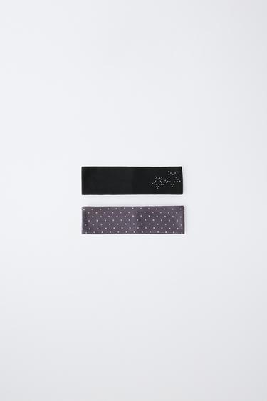 PAQUETE DOS DIADEMAS ELÁSTICAS TACHAS Y ESTRELLAS - Negro de Zara