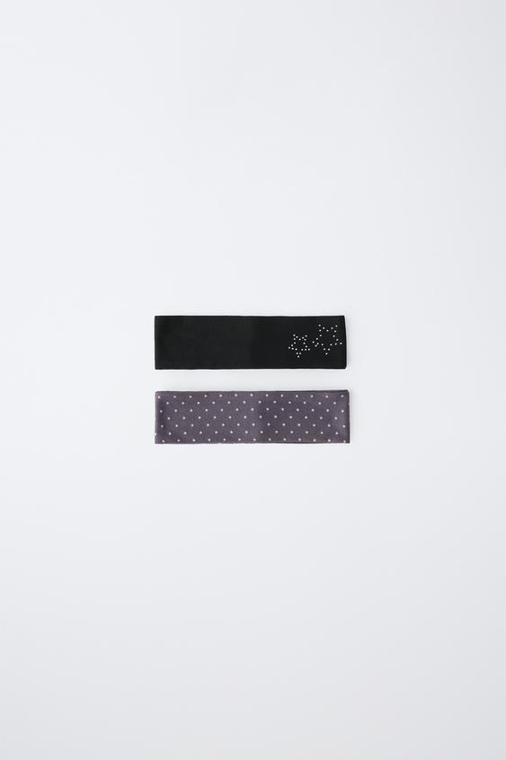Детские аксессуары для волос Zara Studded Star Elastic Headband 2-PACK, цвет: Чёрный