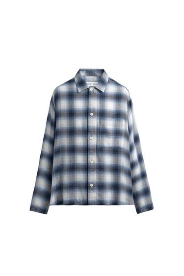 플루이드 체크 셔츠 - Zara 그레이 / 블루