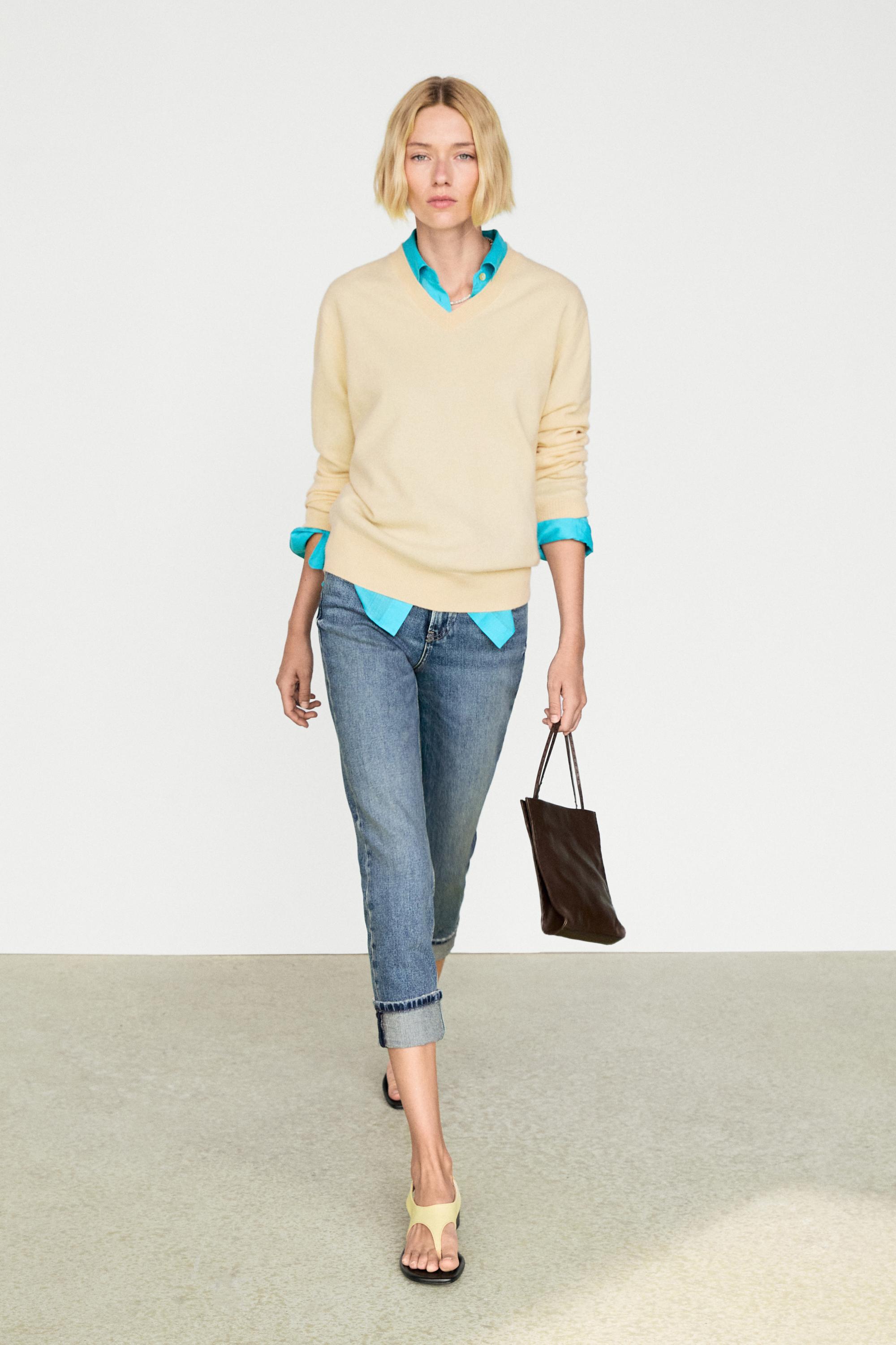 100% cashmere knit sweater — Yellow