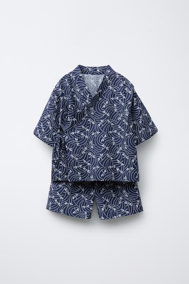 18 MONTHS-6 YEARS/ PRINTED KIMONO AND BERMUDA SHORTS SET - Blue by Zara