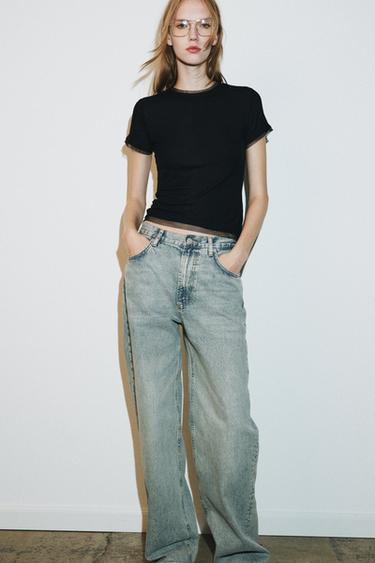 T-SHIRT WITH TULLE DETAIL - Black by Zara - Image 0