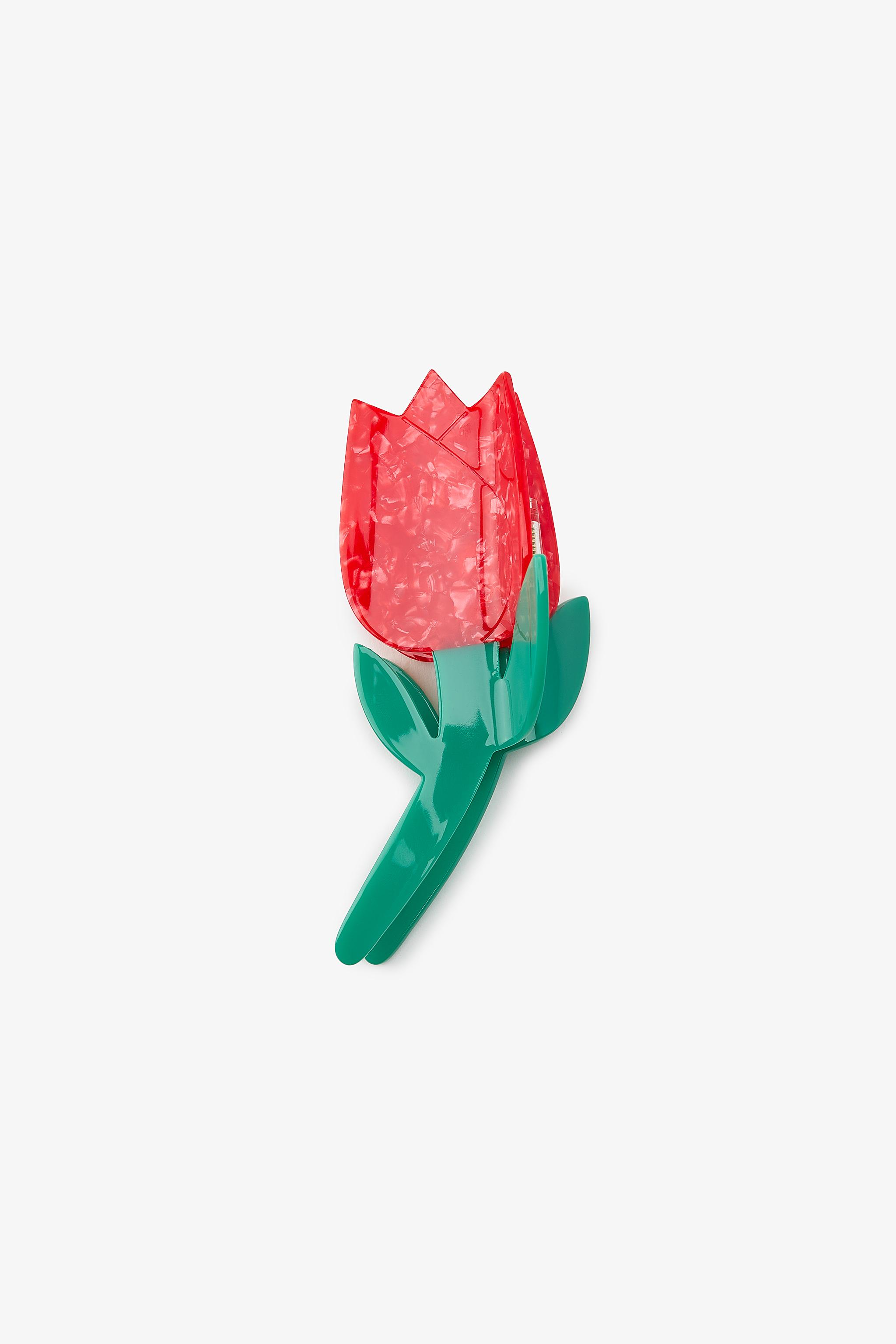 ZARA チューリップヘアクリップ 4736/047 TULIP HAIR CLIP - Red | ZARA United States