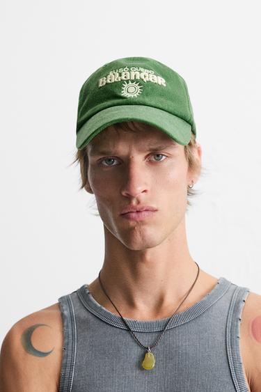 CONTRAST EMBROIDERY CAP - Green by Zara - Image 0