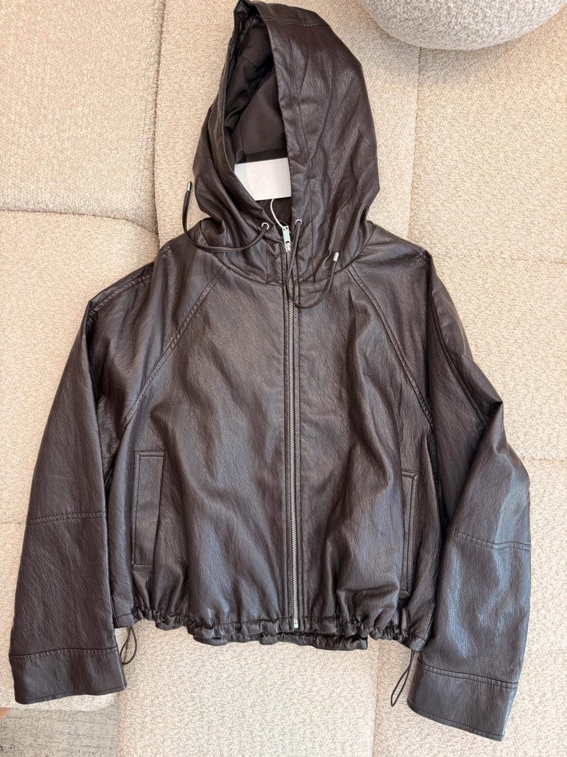 LEATHER EFFECT JACKET BROWN - Image 10