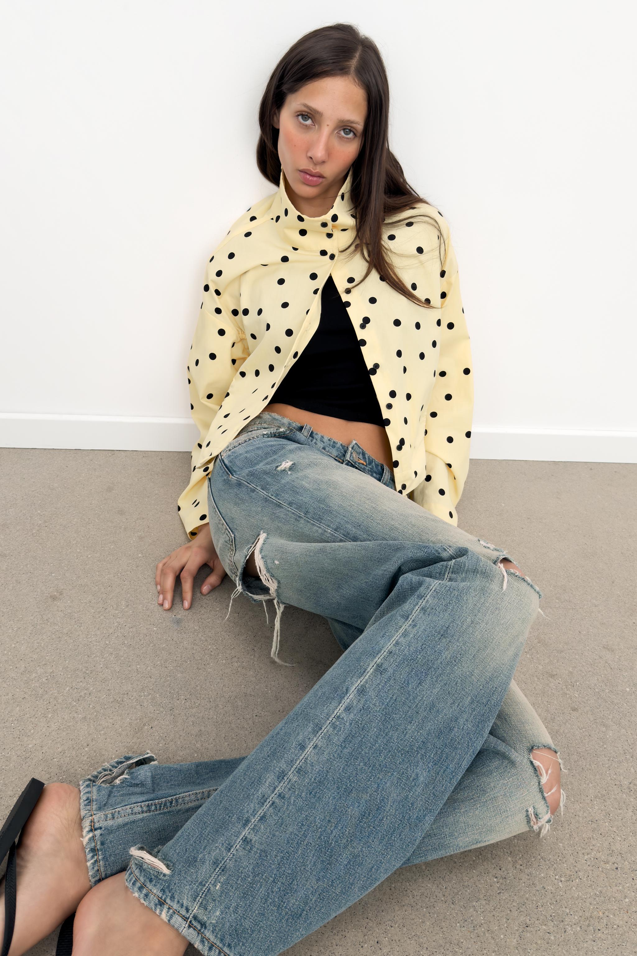 POLKA DOT RUCHED JACKET