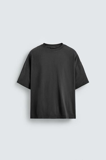 CAMISETA BÁSICA LAVADA - Antracita oscuro de Zara