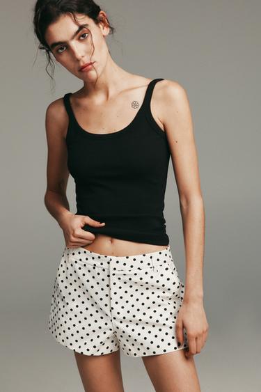 SHORTS MINI LUNARES - Blanco / Negro de Zara