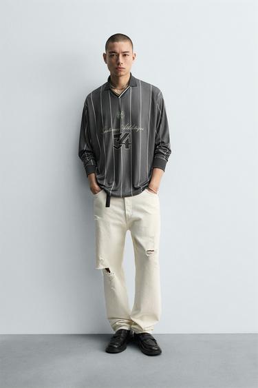 POLO ESTAMPADA FUTEBOL RETRÔ LISTRAS - Riscas da Zara - Imagem 0