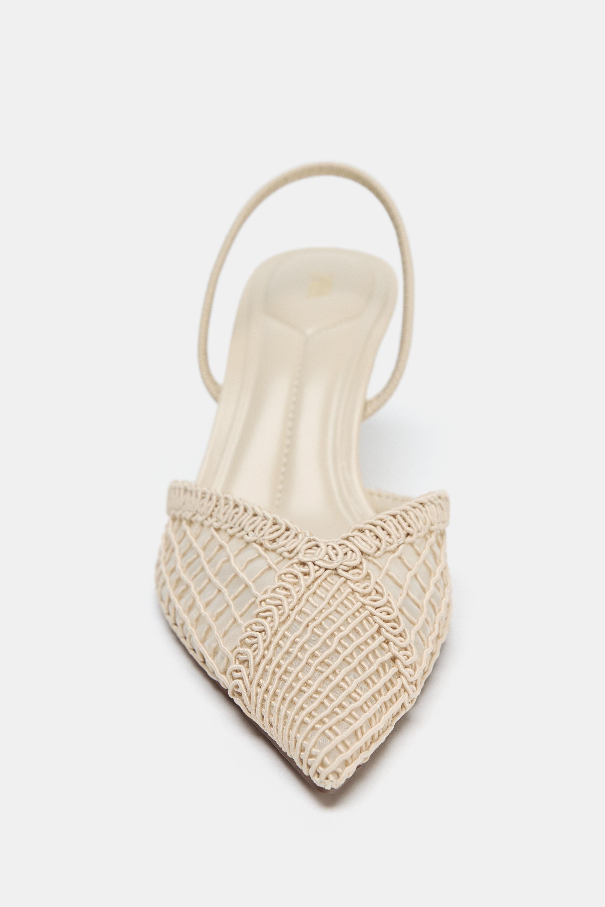 編み込みスリングバックヒール - エクリュ | ZARA Japan / 日本