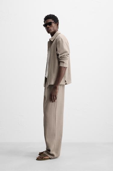 TEXTURED RELAXED FIT CHECK TROUSERS - Brown / Taupe by Zara - Image 3