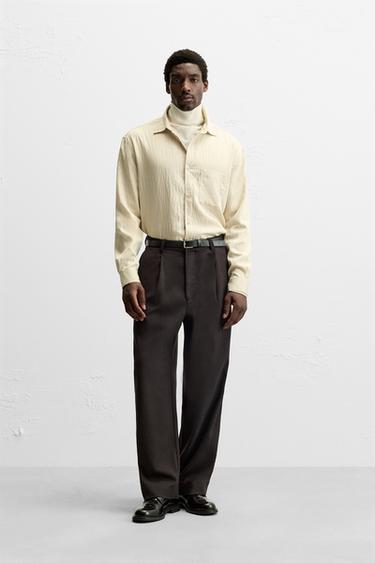 CAMISA RAYAS MEZCLA MODAL - Gris / Tostado de Zara - Imagen 0