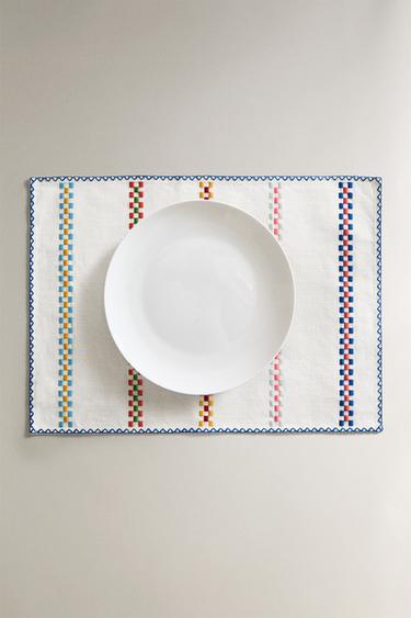 NAPPE INDIVIDUAL COTON CRAYONS MULTIPLES - Blanc / Vert de Zara - Image 3