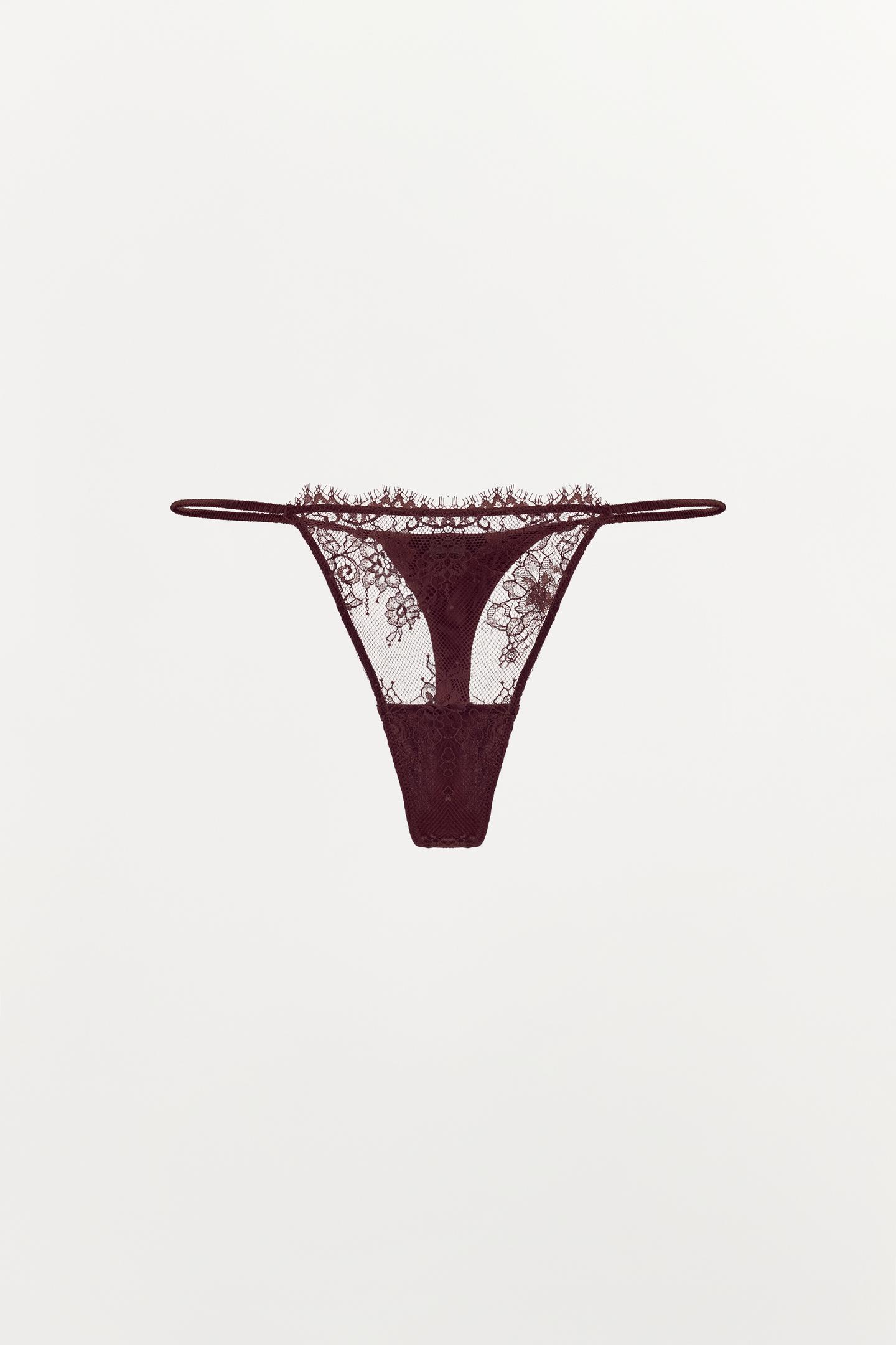 Трусы-стринги, кружево — Zara, цвет: Коричневый — фото 4