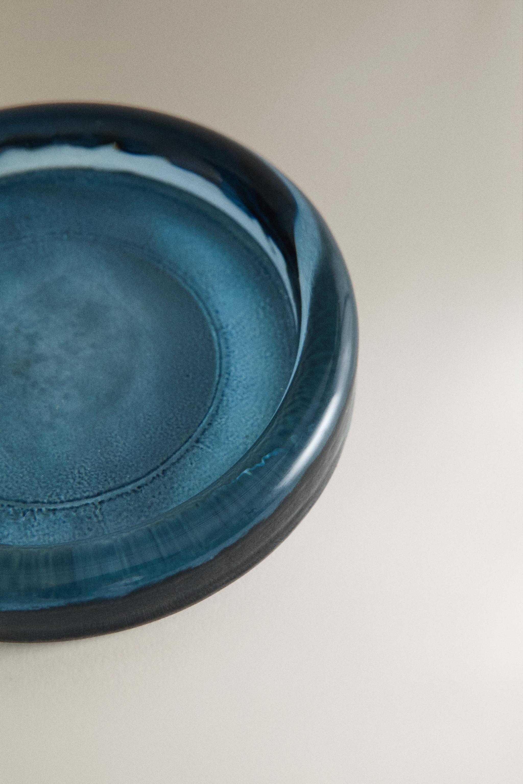 TRANSLUCENT BLUE GLASS BATHROOM SOAP DISH