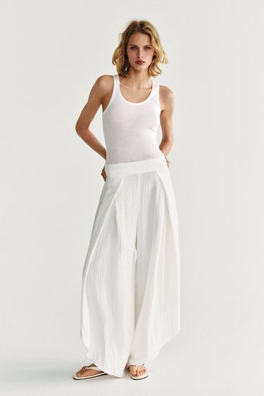 PANTALON À FENTES ZW COLLECTION - Blanc cassé de Zara - Image 4