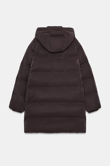 ANORAK SEMI-LONG TISSU ENDUIT WINDPROOF - Marron de Zara - Image 5