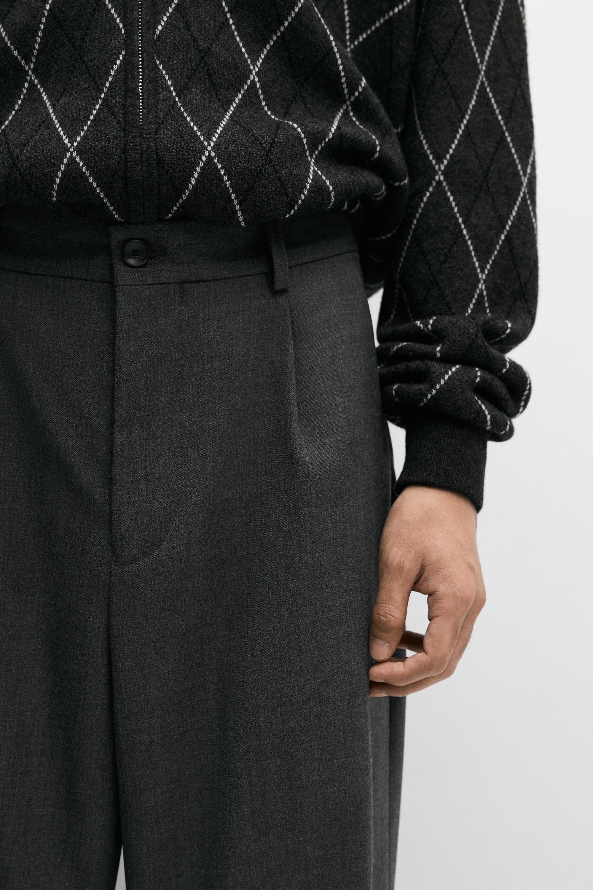 100% cool wool relaxed fit pants with darts