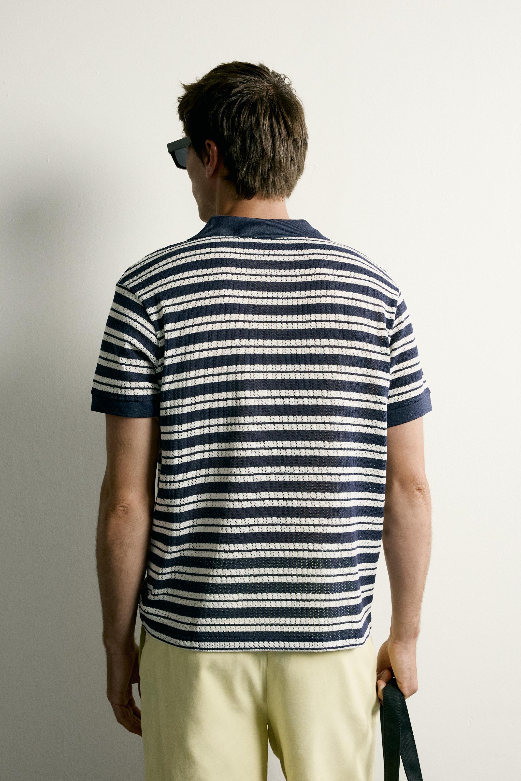 Мужские рубашки Zara OPEN-STITCH REGULAR FIT POLO SHIRT — фото 3