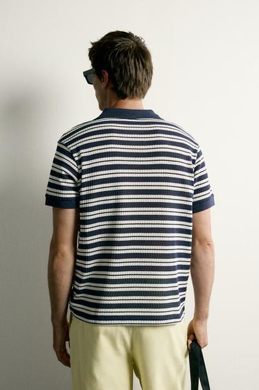 POLO REGULAR FIT À STRUCTURE AJOURÉE - Bleus marine / Écrus de Zara - Image 2